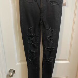 American Eagle Outfitters Black Distressed Skinny Jeans Size 00